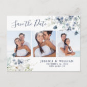 Elegant Dusty Blue Foliage Wedding Save the Date Briefkaart (Voorkant)