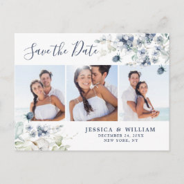 Elegant Dusty Blue Foliage Wedding Save the Date Briefkaart