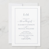 Elegant Dusty Blue Formal Monogram Foto Weddenscha Kaart (Voorkant)