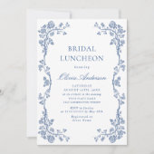 Elegant Dusty Blue French Garden BRIDAL LUNCHEON Kaart (Voorkant)