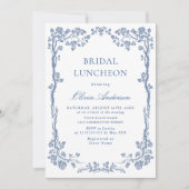 Elegant Dusty Blue French Garden BRIDAL LUNCHEON Kaart (Voorkant)