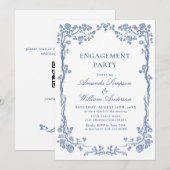 Elegant Dusty Blue French Garden ENGAGTY Kaart (Voorkant / Achterkant)