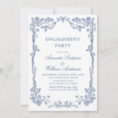 Elegant Dusty Blue French Garden ENGAGTY Kaart (Voorkant)