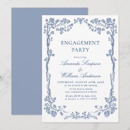 Elegant Dusty Blue French Garden ENGAGTY Kaart
