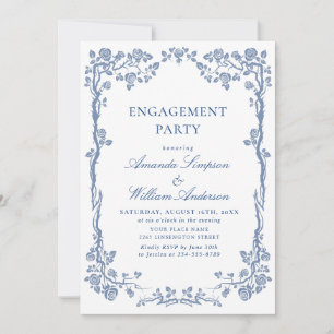Elegant Dusty Blue French Garden ENGAGTY Kaart