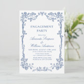 Elegant Dusty Blue French Garden ENGAGTY Kaart (Staand voorkant)