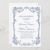 Elegant Dusty Blue French Garden ENGAGTY Kaart (Voorkant / Achterkant)