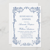 Elegant Dusty Blue French Garden Rehearsal Dinner Kaart (Voorkant / Achterkant)