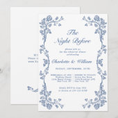 Elegant Dusty Blue French Garden Rehearsal Dinner Kaart (Voorkant / Achterkant)