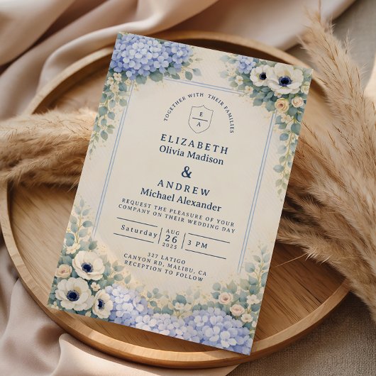 Elegant Dusty Blue Garden Wedding Save The Date