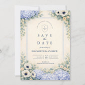 Elegant Dusty Blue Garden Wedding Save The Date (Voorkant)