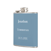 Elegant Dusty Blue Gepersonaliseerde Groomsman Fla Heupfles (Links)