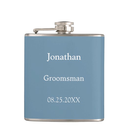 Elegant Dusty Blue Gepersonaliseerde Groomsman Fla Heupfles (Voorkant)