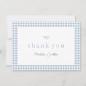 Elegant Dusty Blue Gingham Boys Baby shower Bedankkaart (Voorkant)