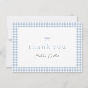Elegant Dusty Blue Gingham Boys Baby shower Bedankkaart