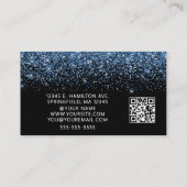 Elegant Dusty Blue Glitter Photo QR Code Visitekaartje (Achterkant)