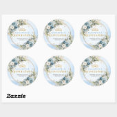 Elegant Dusty Blue Gold Eucalyptus Quinceañera  Ronde Sticker (Vel)