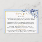 Elegant Dusty blue gold Floral wedding details  Informatiekaartje (Voorkant)