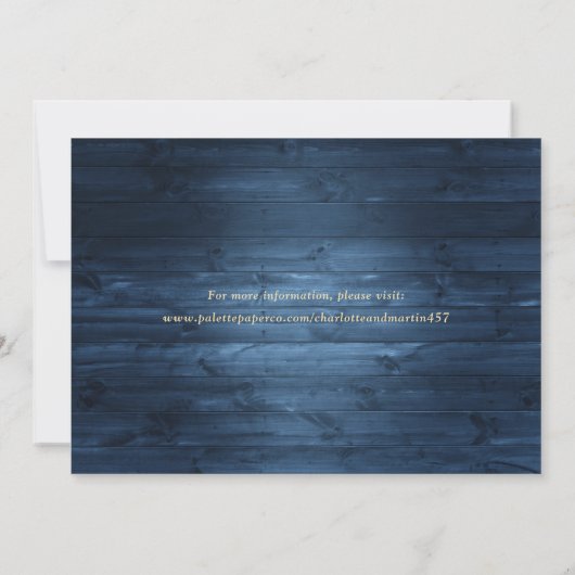 Elegant Dusty Blue Gold Foil Wood Weduwfoto Save The Date (Achterkant)