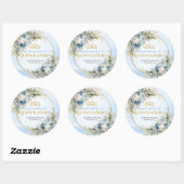 Elegant Dusty Blue Gold Greenery Quinceañera Stick Ronde Sticker (Vel)