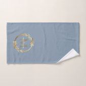 Elegant Dusty Blue Gold Monogram Eucalyptus Wreate Bad Handdoek (Handdoek)