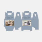 Elegant Dusty Blue Gold Weddenfoto Hartelijk dank Bedankdoosjes (Uitgevouwen)