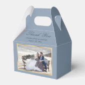 Elegant Dusty Blue Gold Weddenfoto Hartelijk dank Bedankdoosjes (Voorkant Zijde)