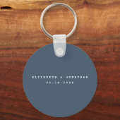 Elegant Dusty Blue Gray Couple Photo Wedding Favor Sleutelhanger (Achterkant)