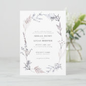 Elegant Dusty Blue Gray Wildflower Wedding Kaart (Staand voorkant)