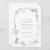 Elegant Dusty Blue Gray Wildflower Wedding Kaart (Voorkant / Achterkant)