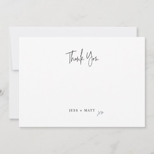 Elegant Dusty Blue Green Ribbon Foto Weddenschap Bedankkaart (Achterkant)