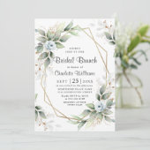 Elegant Dusty Blue Greenery Bridal Brunch Kaart (Staand voorkant)