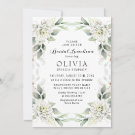 Elegant Dusty Blue Greenery Bridal Luncheon Kaart