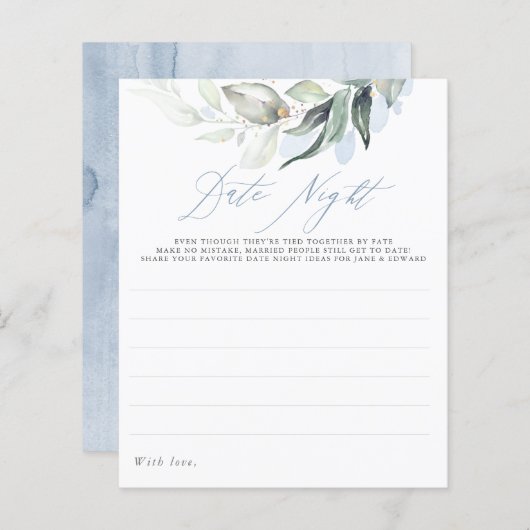 Elegant Dusty Blue Greenery Date Night Ideas (Voorkant / Achterkant)