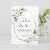 Elegant Dusty Blue Greenery Engagement Party Kaart (Staand voorkant)