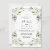 Elegant Dusty Blue Greenery Engagement Party Kaart (Voorkant)