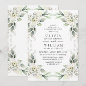 Elegant Dusty Blue Greenery Engagement Party Kaart (Voorkant / Achterkant)