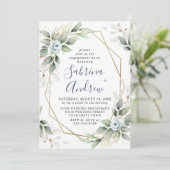 Elegant Dusty Blue Greenery ENGAGTY Kaart (Staand voorkant)