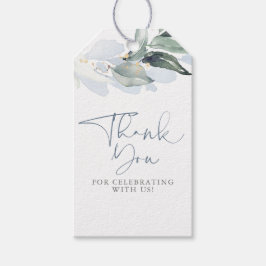 Elegant Dusty Blue Greenery Hartelijk dank Cadeaulabel