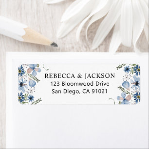 Elegant Dusty Blue Greenery Return Address Label