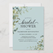 Elegant Dusty Blue Greenery Vrijgezellenfeest Kaart (Voorkant)