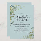 Elegant Dusty Blue Greenery Vrijgezellenfeest Kaart (Voorkant / Achterkant)