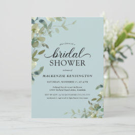 Elegant Dusty Blue Greenery Vrijgezellenfeest Kaart