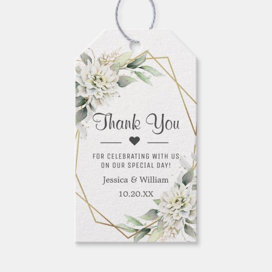 Elegant Dusty Blue Greenery Wedding Bedankt Cadeaulabel (Voorkant)