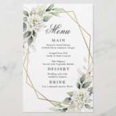Elegant Dusty Blue Greenery Wedding Dinner Menu (Voorkant)