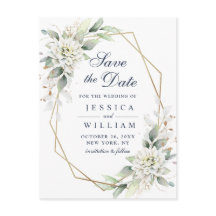 Elegant Dusty Blue Greenery Wedding Save the Date