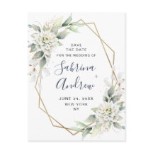 Elegant Dusty Blue Greenery Wedding Save the Date