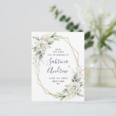 Elegant Dusty Blue Greenery Wedding Save the Date Briefkaart (Staand voorkant)