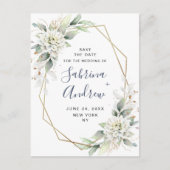 Elegant Dusty Blue Greenery Wedding Save the Date Briefkaart (Voorkant)