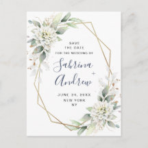 Elegant Dusty Blue Greenery Wedding Save the Date